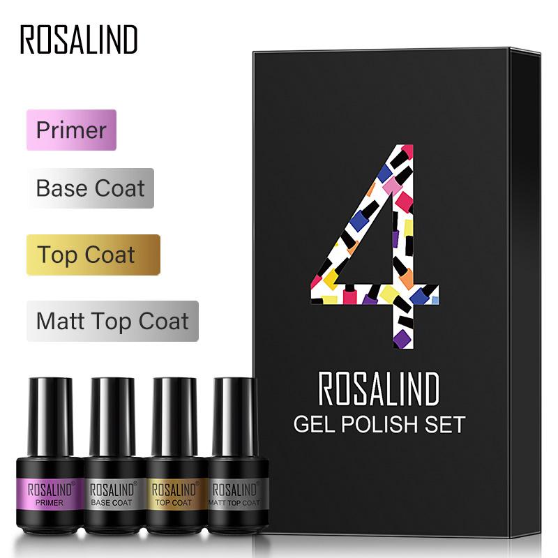 ROSALIND Mini Set 4PCS Soak Off Gel Polish Bright For Nail Art Design LED/UV Lamp