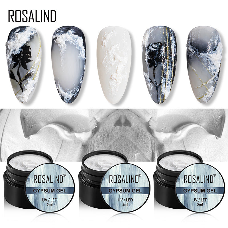 ROSALIND Gypsum Gel Polish White Plaster Gel Create Unique Styles Easily All For Manicure DIY Nail Art Design 3D Gel Nail Polish
