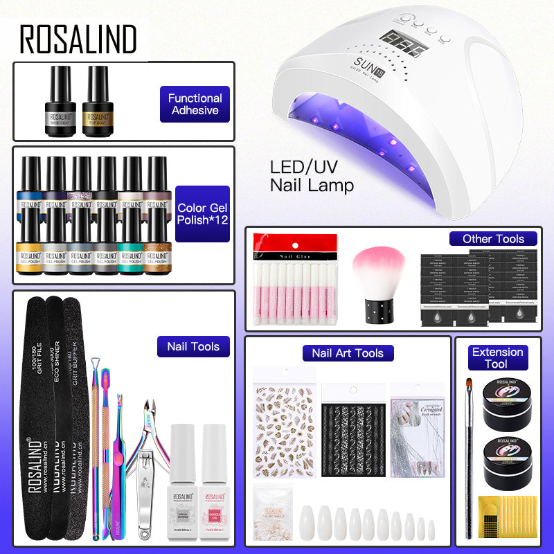 ROSALIND Gel Polish Nail Kits Professional Manicure Set For Nail Art Design LED/UV Lamp