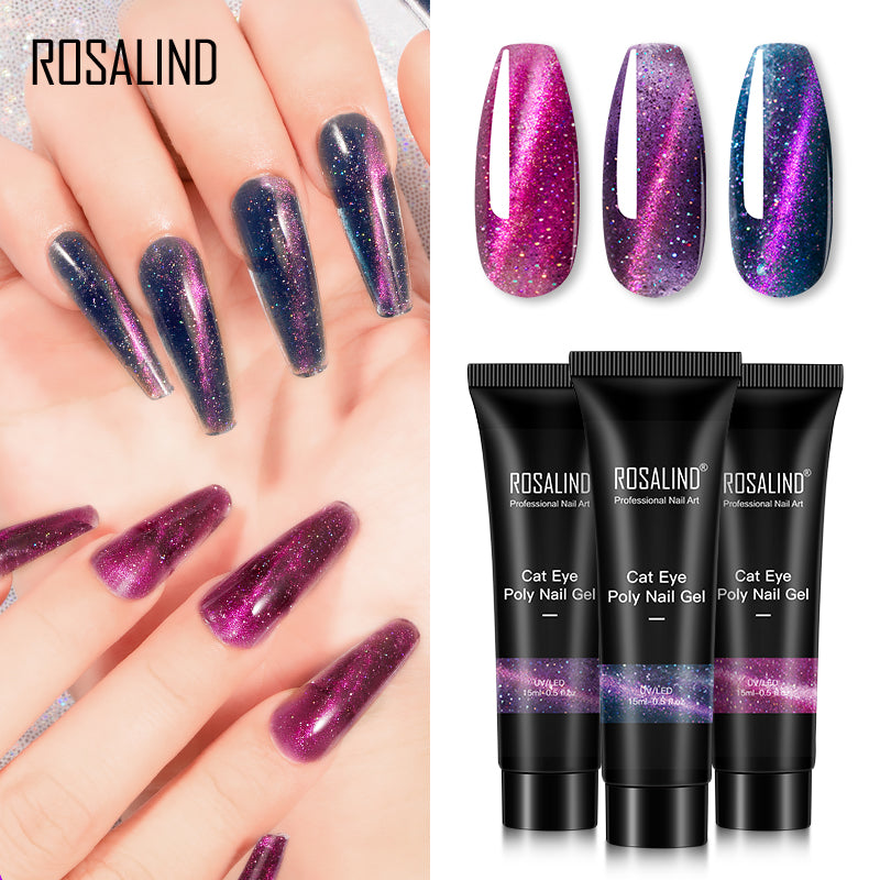 Rosalind Soft Cat Eye Poly Single Nail Gel 15ML 3 Fashion Colors Quick Builder Extension