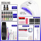 Rosalind Nail Kits Acrylic Starter Set 12 PCS Gel Nail Set with Nail Polish Lamp