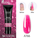 ROSALIND 15ml Glitter Poly Nail Gel 16 Fashion Colors Quick Builder Extension Say Goodbye To Short Nails