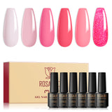 ROSALIND 6PCS SET Soak Off Pure Color Temperature Changing Series Nail Gel Bright For Nail Art Design LED/UV Lamp