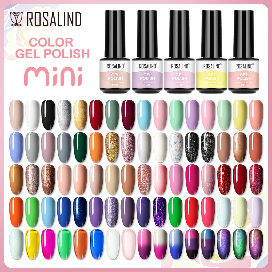 ROSALIND 80 Colors Mini Soak Off Gel Polish Bright For Nail Art Design LED/UV Lamp SKU FA58