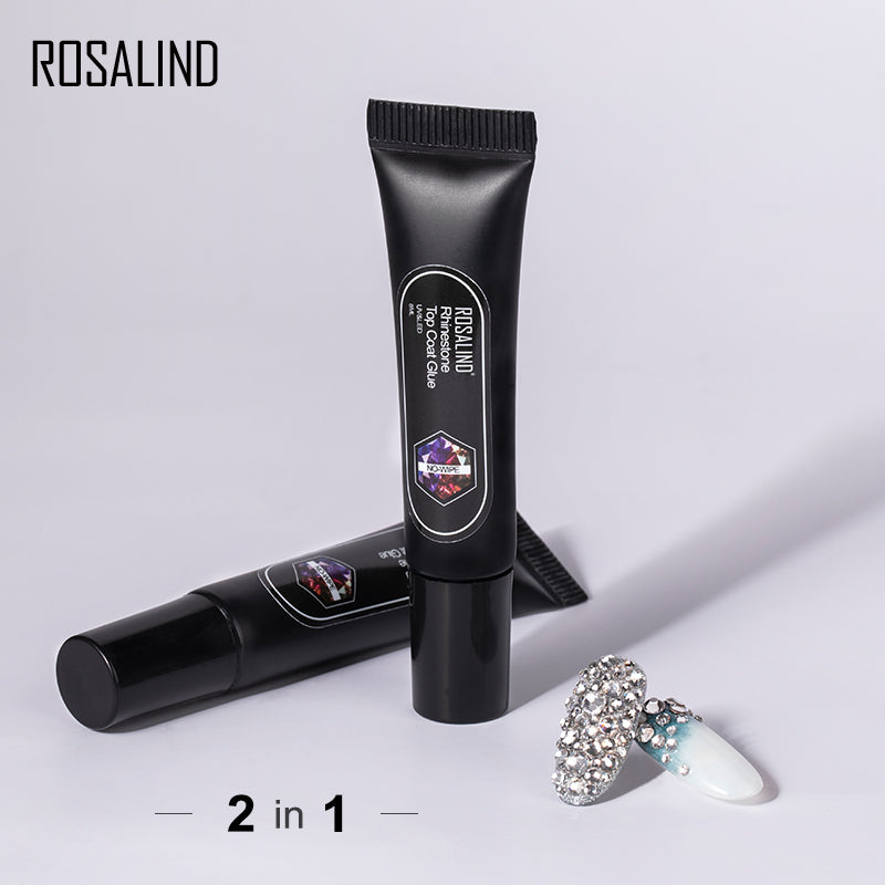 ROSALIND 8ml No Wipe Nail Gel Rhinestone Top Coat Strong Adhesive Glue For Rhinestones Decorations UV LED Lamp