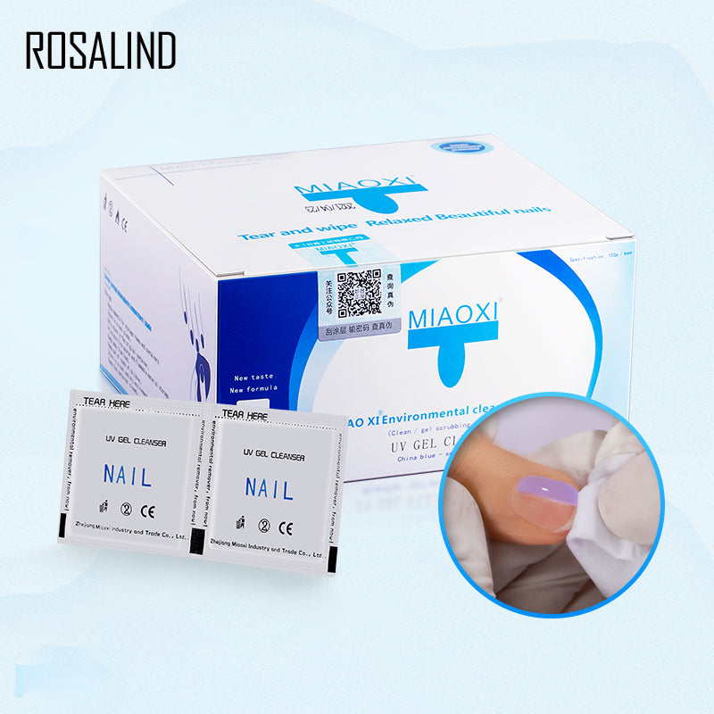 ROSALIND 1Pcs And 100Pcs/Lot For Choose Lint-Free Nail Surface Cleanse Soft Cotton Wipe Soak Off  Pads For Cleaner Paper Pad Nails Polish Art Cleaning Manicure Tools