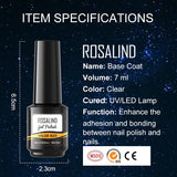 ROSALIND 7ML Gel Polish Essential Top & Base Coat Bright For Nail Art Design LED/UV Lamp