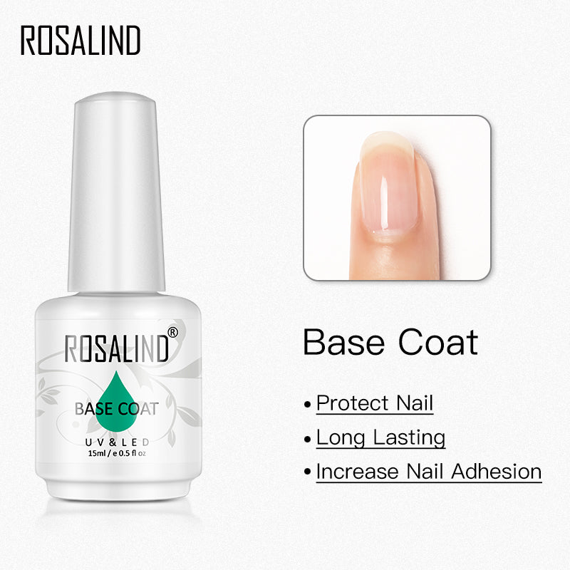 ROSALIND 4pcs/kit Gel Polish Kit Primer Base Coat Top Coat Matt Top Coat 15 ml/pc Bright For Nail Art Design