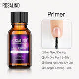 ROSALIND Nail Primer And Nail Prep Dehydrator Set 15ML No Need of UV LED Lamp Manicure for Nail Art Gel Nail Polish