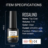 ROSALIND 7ML Gel Polish Essential Top & Base Coat Bright For Nail Art Design LED/UV Lamp
