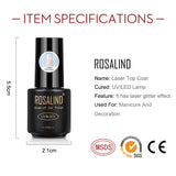ROSALIND Laser Top Coat Gel Polish Bright For Nail Art Design LED/UV Lamp