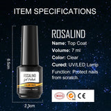 ROSALIND 7ML Gel Polish Essential Top & Base Coat Bright For Nail Art Design LED/UV Lamp