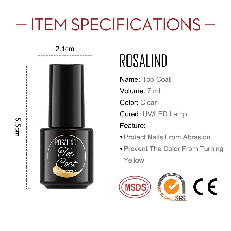 ROSALIND Gel Polish Set Base & Top Coat Sock Off UV/LED Lamp Keep Your Nails Bright And Shiny For A Long Time