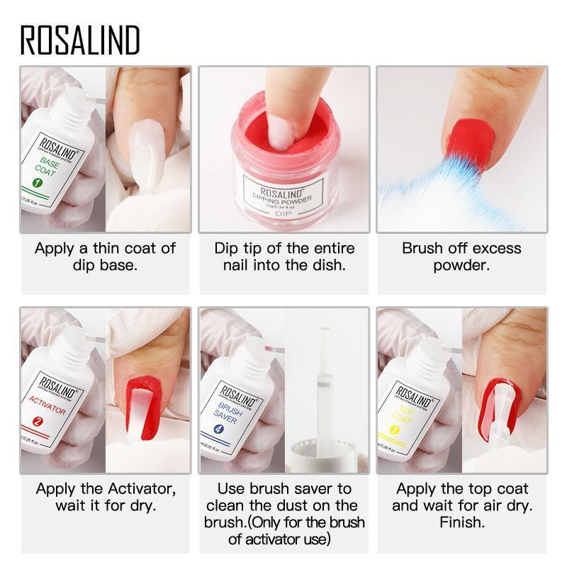 ROSALIND Dip Powder set Nail kit Glitter Holographic powder Nail Art Decorations For Natural Dry Nail Dust No Need Cured Lamp