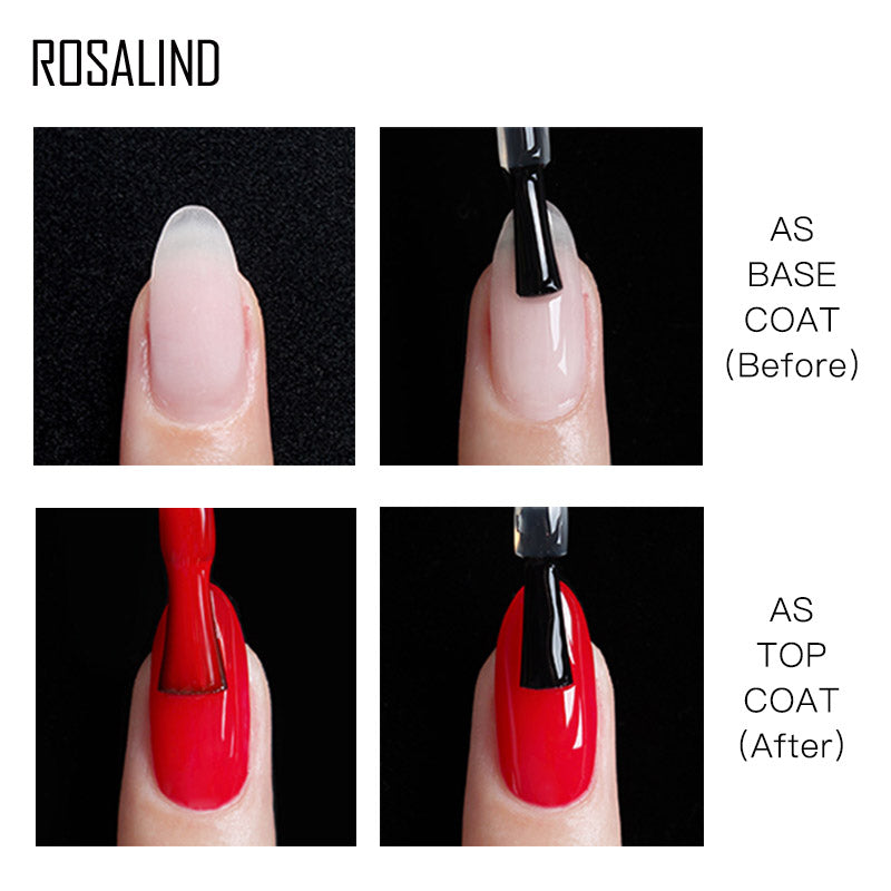 ROSALIND 2 In 1 Base And Top Coat Gel Bright For Nail Art Design LED/UV Lamp