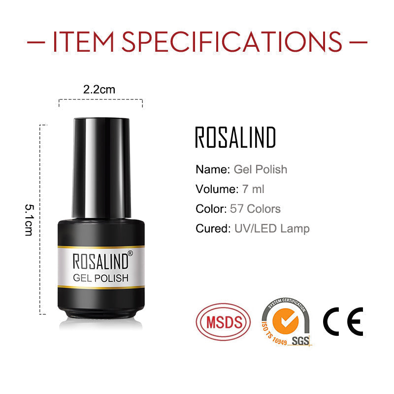 Rosalind Mini Soak Off Professional Nail Art Gel Polish Set 5PCS Nail Art Design LED/UV Lamp