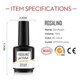 ROSALIND Gel Nail Polish 6Pcs/Set For Manicure Nails Art UV Gel Need Base Top Coat Vernis Semi permanent Nail Polish 15ML