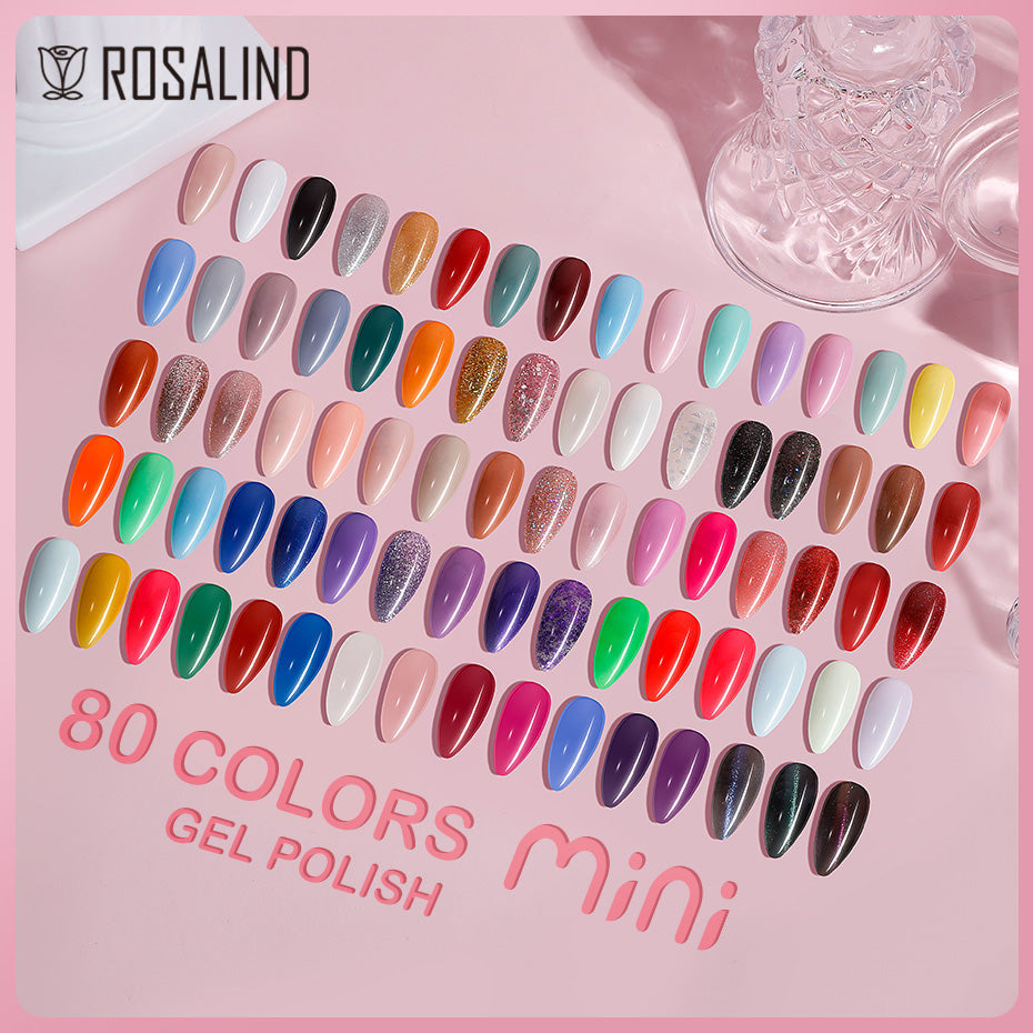 ROSALIND 80 Colors Mini Soak Off Gel Polish Bright For Nail Art Design LED/UV Lamp SKU FA25