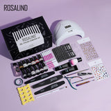 Rosalind Nail Kits Acrylic Starter Set 12 PCS Gel Nail Set with Nail Polish Lamp