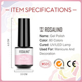 ROSALIND 80 Colors Mini Soak Off Gel Polish Bright For Nail Art Design LED/UV Lamp SKU FA18