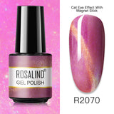 ROSALIND Soak Off 5ML Gel Polish Kit Cat Eye Gel Polish With Magnet Stick Tool Nail Gel Bright For Nail Art Design LED/UV Lamp