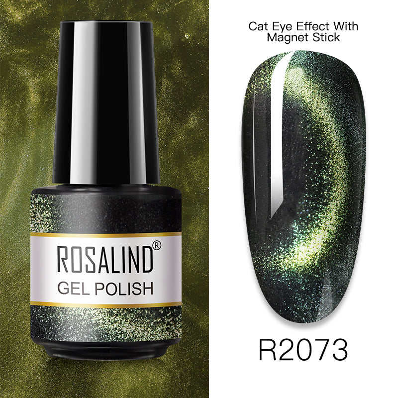 ROSALIND Soak Off 5ML Gel Polish Kit Cat Eye Gel Polish With Magnet Stick Tool Nail Gel Bright For Nail Art Design LED/UV Lamp