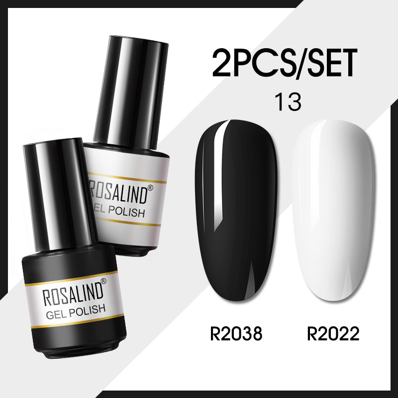 ROSALIND 2PCS/Set 5ml Soak Off Gel Polish Bright For Nail Art Design LED/UV Lamp