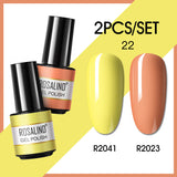 ROSALIND 2PCS/Set 5ml Soak Off Gel Polish Bright For Nail Art Design LED/UV Lamp