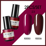 ROSALIND 2PCS/Set 5ml Soak Off Gel Polish Bright For Nail Art Design LED/UV Lamp