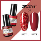 ROSALIND 2PCS/Set 5ml Soak Off Gel Polish Bright For Nail Art Design LED/UV Lamp