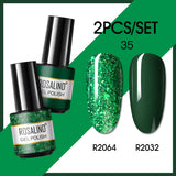 ROSALIND 2PCS/Set 5ml Soak Off Gel Polish Bright For Nail Art Design LED/UV Lamp