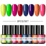 Rosalind Mini Soak Off Professional Nail Art Gel Polish Set 8PCS Nail Art Design LED/UV Lamp