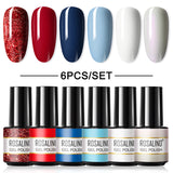 ROSALIND 6PCS/Set Soak Off Gel Polish Bright For Nail Art Design LED/UV Lamp
