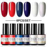 ROSALIND 6PCS/Set Soak Off Gel Polish Bright For Nail Art Design LED/UV Lamp
