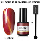 ROSALIND Soak Off 5ML Gel Polish Kit Cat Eye Gel Polish With Magnet Stick Tool Nail Gel Bright For Nail Art Design LED/UV Lamp