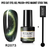 ROSALIND Soak Off 5ML Gel Polish Kit Cat Eye Gel Polish With Magnet Stick Tool Nail Gel Bright For Nail Art Design LED/UV Lamp