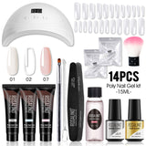 ROSALIND Poly Nail Gel Kit 15ml Nail Extension with 36W Nail Lamp Full Manicure Poly UV Gel Set For Nails Tool Kit