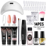 ROSALIND Poly Nail Gel Kit 15ml Nail Extension with 36W Nail Lamp Full Manicure Poly UV Gel Set For Nails Tool Kit