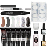 15ML Poly Nail Gel Extension Gel Nude Pink Glitter Kit con Manicure Nail Tools