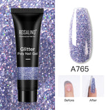 ROSALIND 15ml Glitter Poly Nail Gel 16 Fashion Colors Quick Builder Extension Say Goodbye To Short Nails