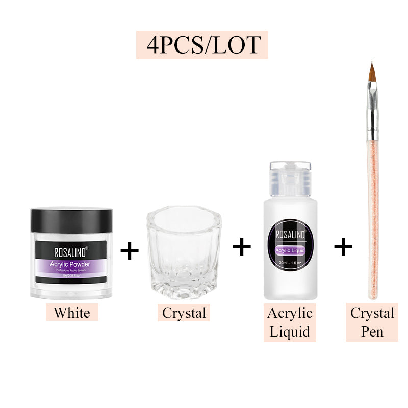 Acrylic Powder and liquid set of 3 Colors(Clear & pink & white