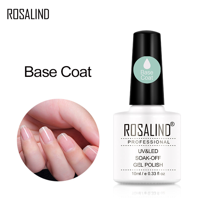 ROSALIND Nail Base Coat Air Dry Bright For Nail Art Design LED/UV Lamp