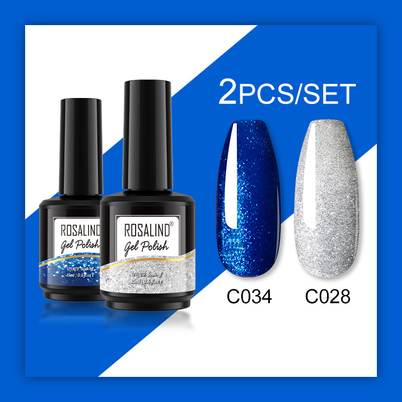 ROSALIND Gel Nail Polish 2Pcs/Set For Manicure Nails Art UV Gel Need Base Top Coat Vernis Semi permanent Nail Polish 15ML