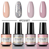 ROSALIND Mini Set 4PCS Soak Off Gel Polish Bright For Nail Art Design LED/UV Lamp