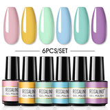 ROSALIND Mini Set 6PCS Soak Off Gel Polish Bright For Nail Art Design LED/UV Lamp