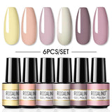 ROSALIND Mini Set 6PCS Soak Off Gel Polish Bright For Nail Art Design LED/UV Lamp