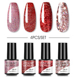 ROSALIND 7ml Soak Off Gel Polish Set 4PCS Set Bright For Nail Art Design LED/UV Lamp