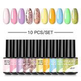 ROSALIND Mini Soak Off Gel Polish Set 10PCS Set Bright For Nail Art Design LED/UV Lamp