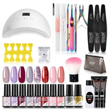 Rosalind Kits de uñas Set de arranque acrílico 12 PCS Juego de uñas de gel con lámpara de esmalte de uñas