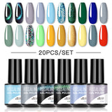 20PCS Set Mini Soak Off Gel Polish For Nail Art Design LED/UV Lamp